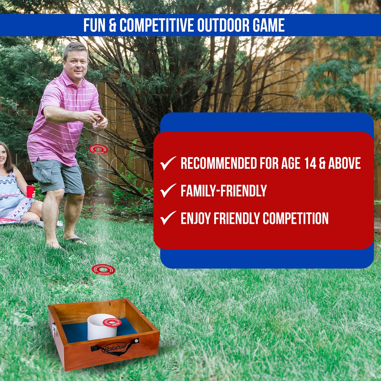 Washer Toss Game Outdoor Games Giant Yard & Lawn Games | Set of 2 Solid Wood Targets and 2.5-inch Washers Toss Rings| Bulls-Eye Pitching Board|