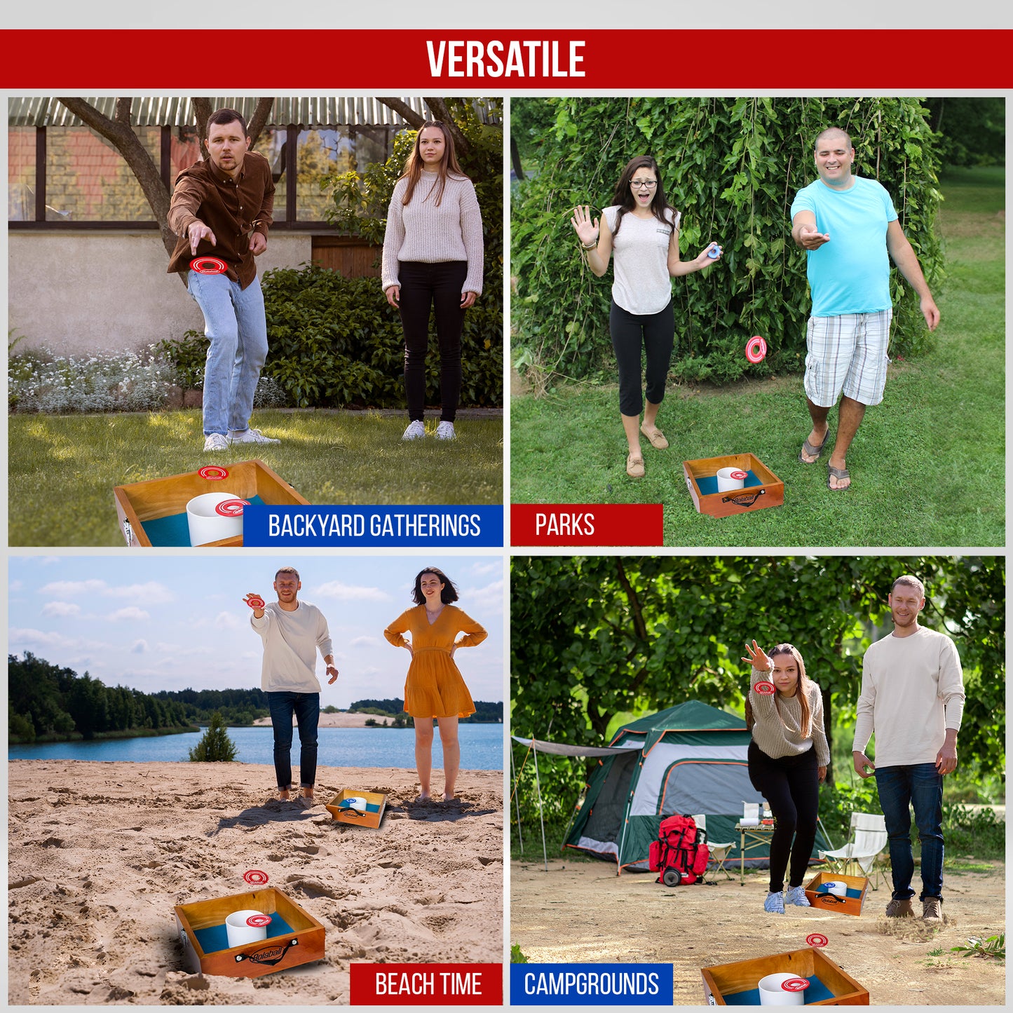 Washer Toss Game Outdoor Games Giant Yard & Lawn Games | Set of 2 Solid Wood Targets and 2.5-inch Washers Toss Rings| Bulls-Eye Pitching Board|