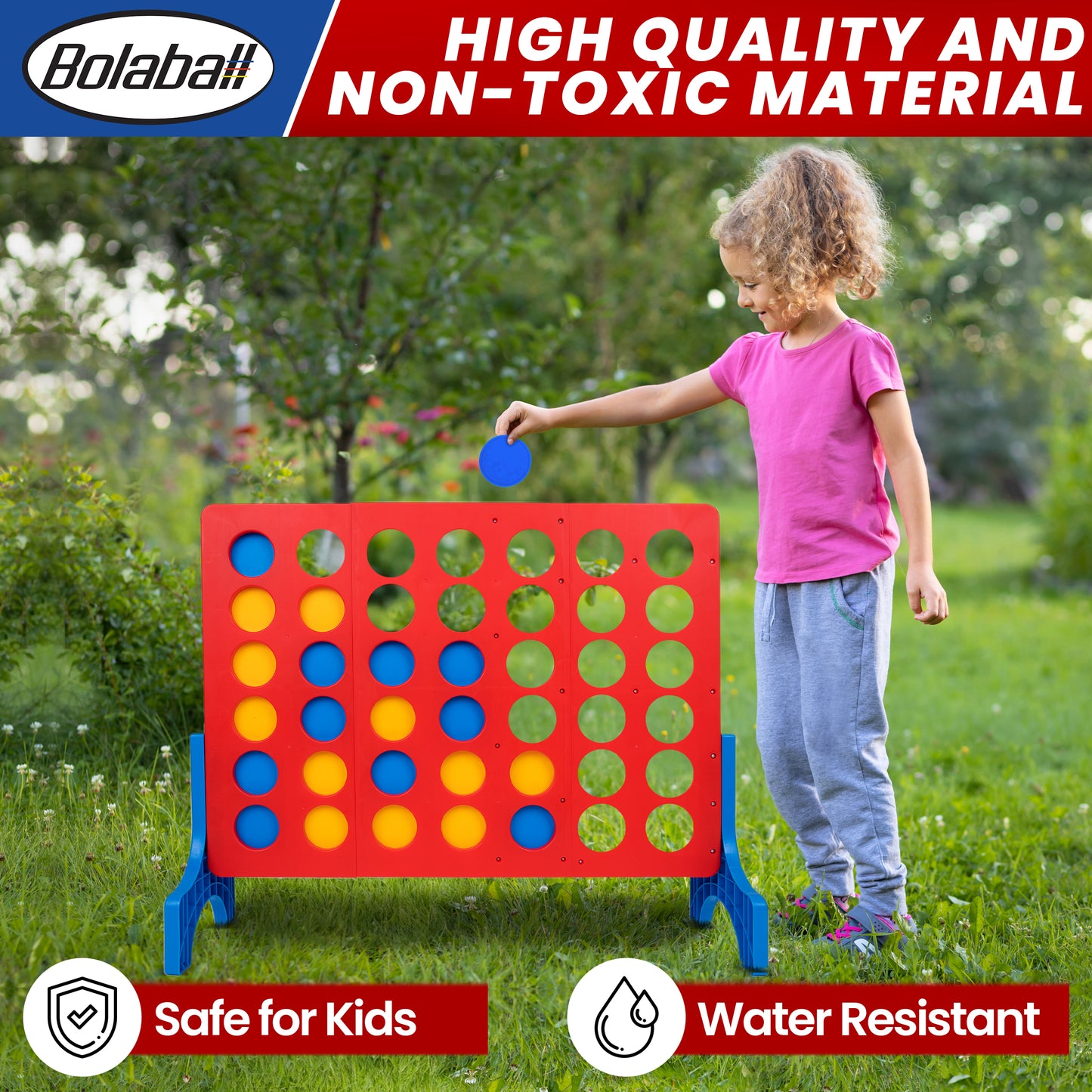 Bolaball Giant 4 in a Row Connect Game - Indoor/Outdoor Yard Game for Kids & Adults