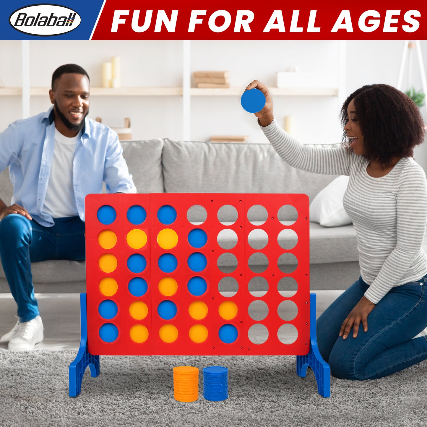 Bolaball Giant 4 in a Row Connect Game - Indoor/Outdoor Yard Game for Kids & Adults