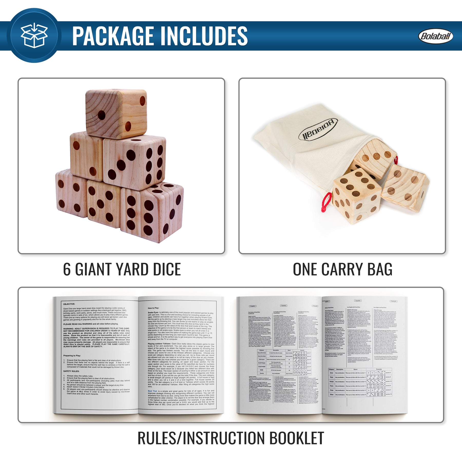 Jumbo Outdoor Wooden Dice: Perfect Family Yard Game