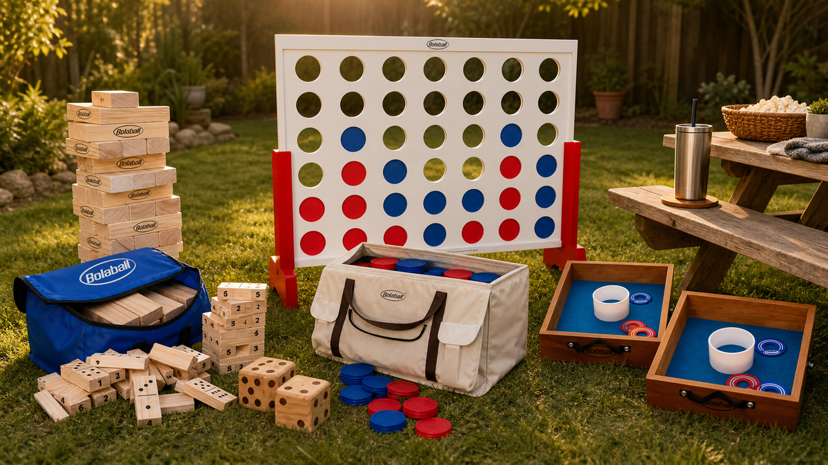 Giant Games That Actually Teach Something: What Kids Practice When They Play Washer Toss, 4-in-a-Row, and Tumbling Blocks
