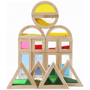 Wooden Rainbow Stacking Blocks Creative Colorful Learning And Educational Construction Building Toys