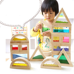 Wooden Rainbow Stacking Blocks Creative Colorful Learning And Educational Construction Building Toys