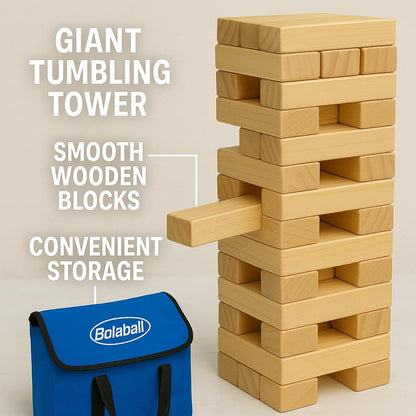 Bolaball Giant Tumbling Towers Wooden Stacking Games for Family Fun and Outdoor Play