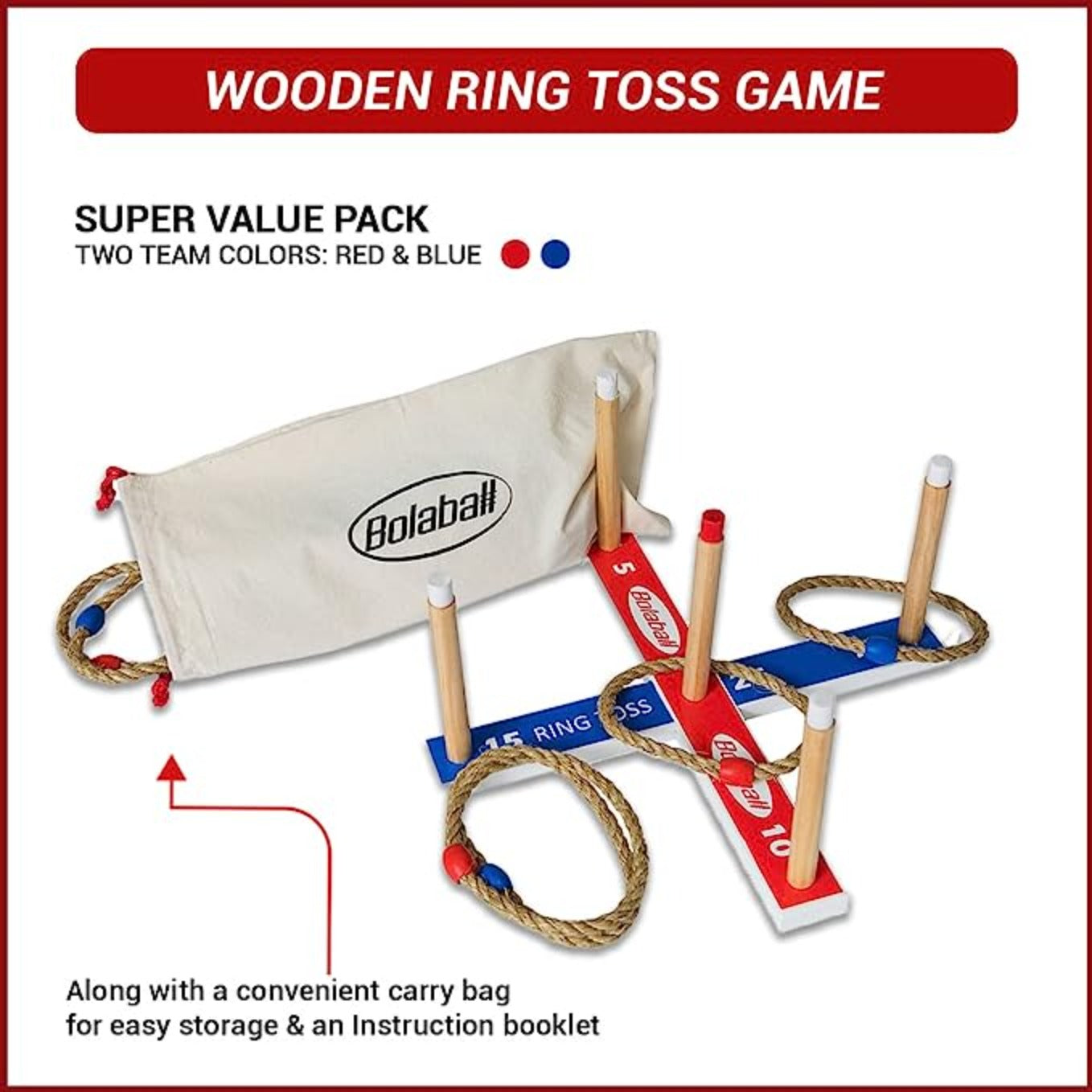 Wooden Ring Toss Game Set | Indoor & Outdoor Yard Game for All Ages