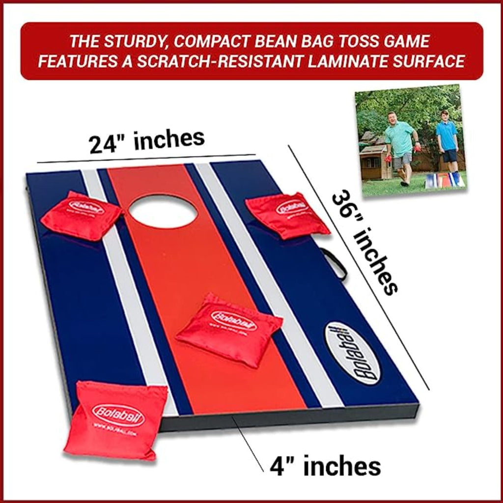 Bolaball Cornhole Board Set - Portable 2x3 ft Wooden Game with 8 Toss Bags, Red & Blue, Model 317549
