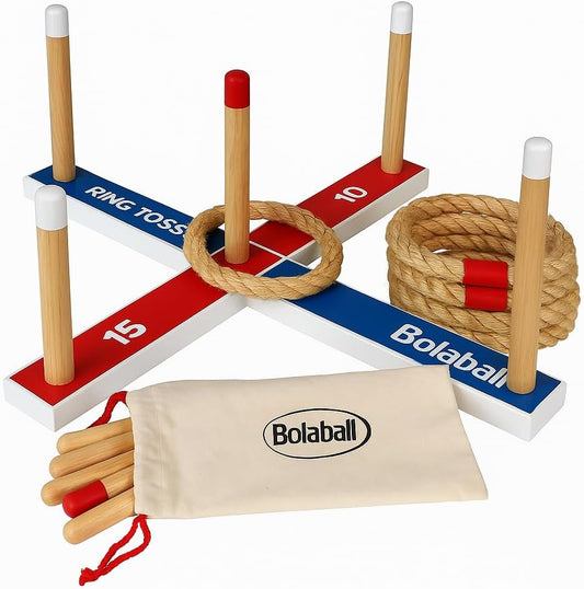 Ring Toss Game Set for Adults & Kids – Premium Wooden Outdoor Yard Game for Family Fun