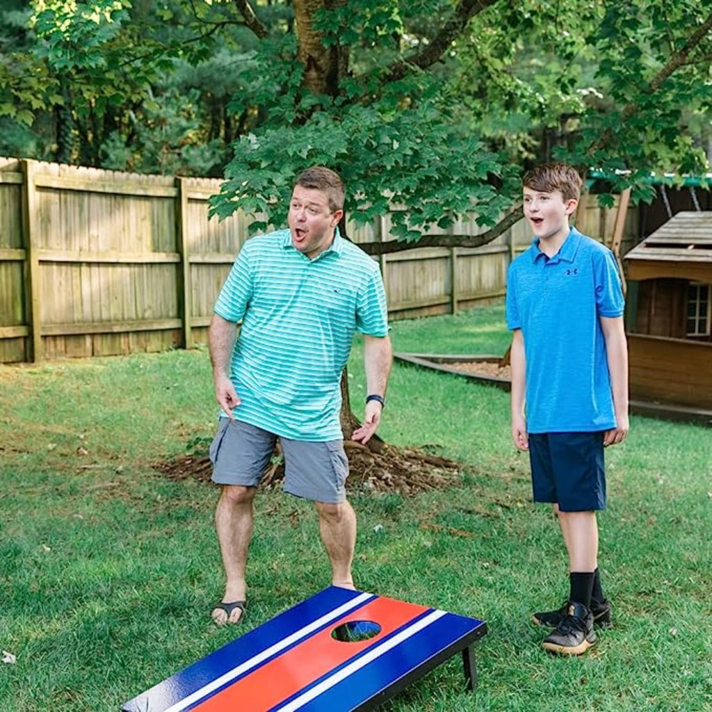 Bolaball Cornhole Board Set - Portable 2x3 ft Wooden Game with 8 Toss Bags, Red & Blue, Model 317549