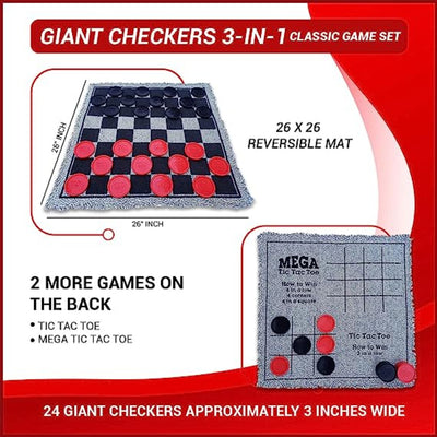 Giant Checker with Giant Tic Tac Toe or Mega Tic Tac Toe