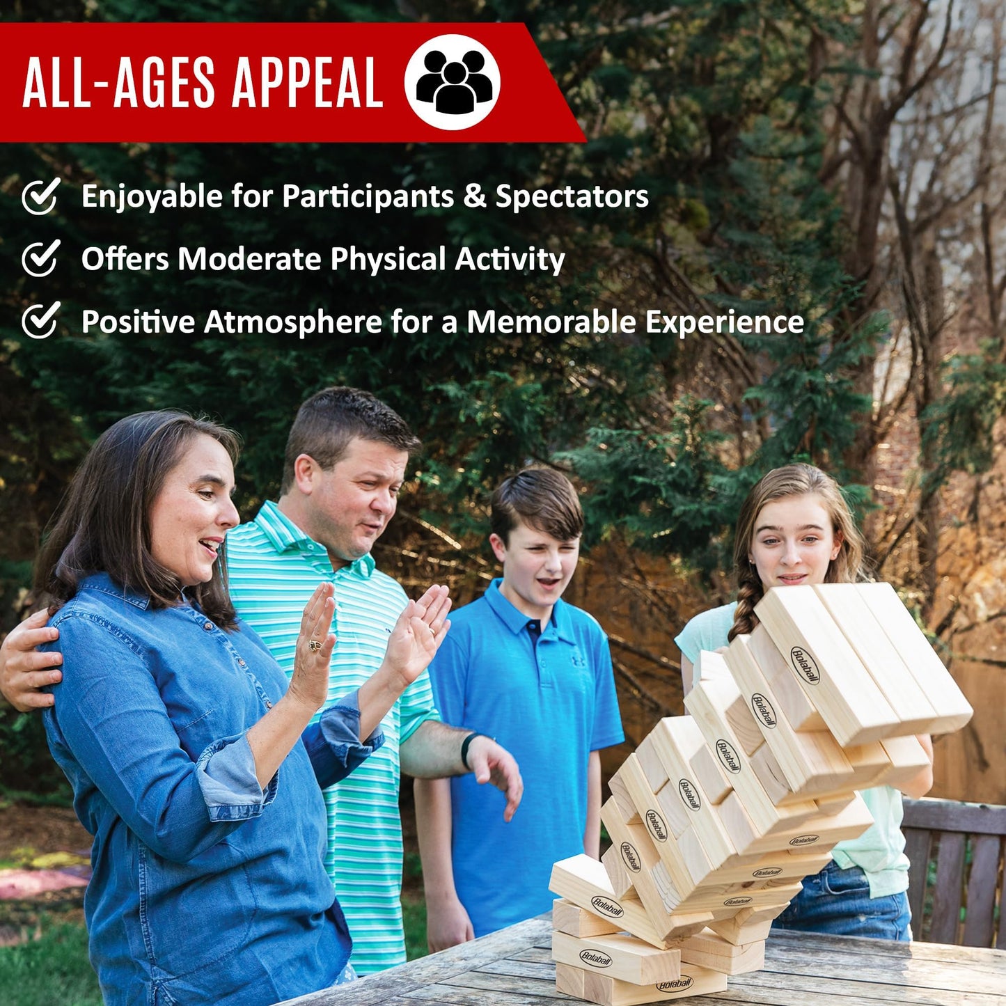 Bolaball Giant Tumbling Towers Wooden Stacking Games for Family Fun and Outdoor Play