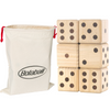 Bolaball giant wooden yard dice set with 3.5 inch medium brown dice and carry bag, outdoor lawn game for BBQ and parties