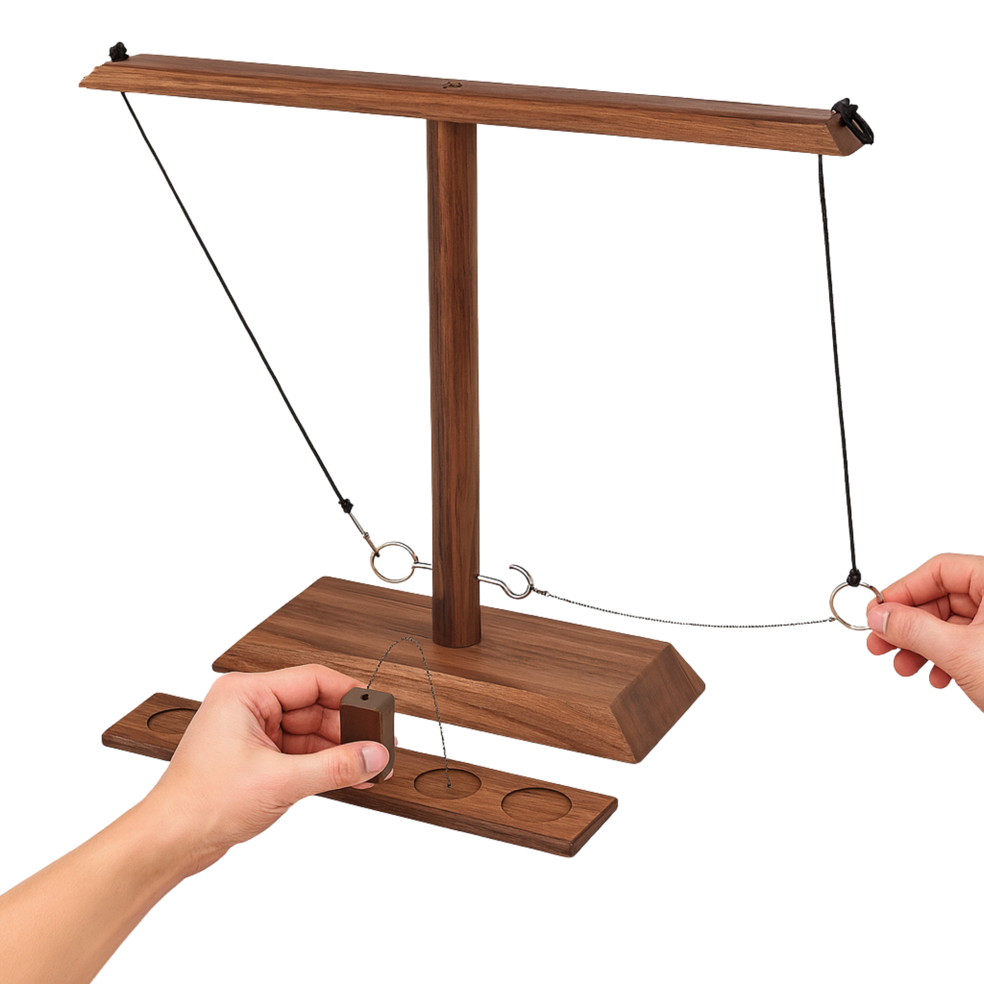 Bolaball wooden hook and ring toss game with beige finish, wall-mounted indoor outdoor game and patio decor for adults