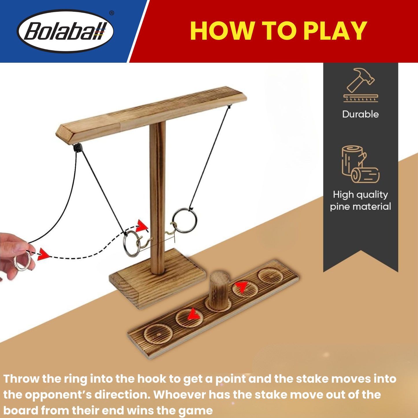 Ring toss Game for Adults & Outdoor/Indoor Yard Games -Hook and Ring Interactive Game with Shot Ladders Bundle | Handmade Wooden Hook and Toss Games for Bars Party & Home