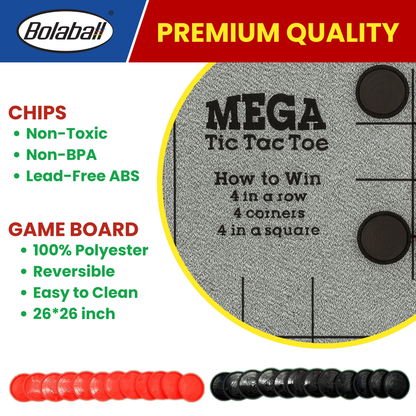 3-in-1 Giant Tic Tac Toe, Checkers Rug & Board Games for Indoor Outdoor Fun