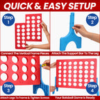 Bolaball 4 in a Row Outdoor Game - 1.8 Ft Life-Size Lawn Game for Family & Kids, Red Plastic, Model 317585