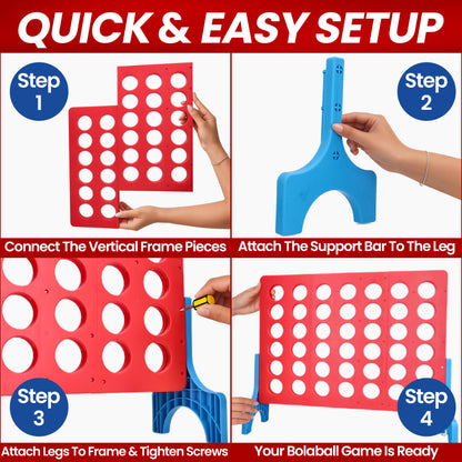 Bolaball Giant 4 in a Row Connect Game - Indoor/Outdoor Yard Game for Kids & Adults