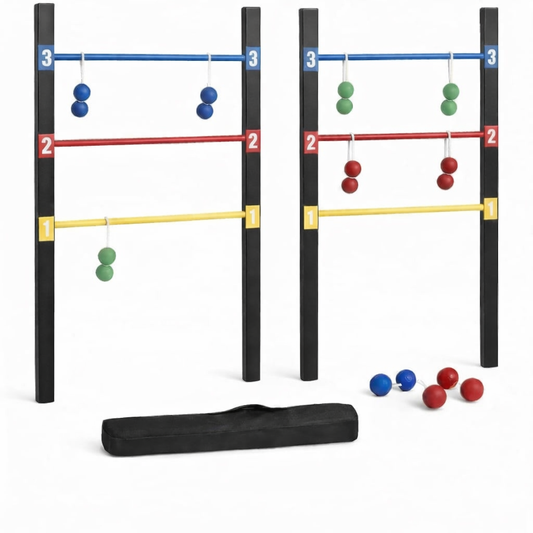 Bolaball Ladder Toss Game Set with 6 Soft Rubber Balls Heavy Duty Bars & Travel Carrying Case