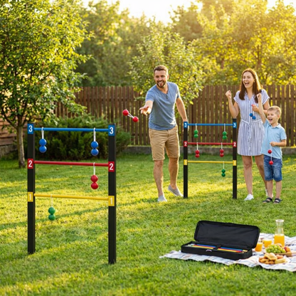Bolaball Ladder Toss Game Set with 6 Soft Rubber Balls Heavy Duty Bars & Travel Carrying Case