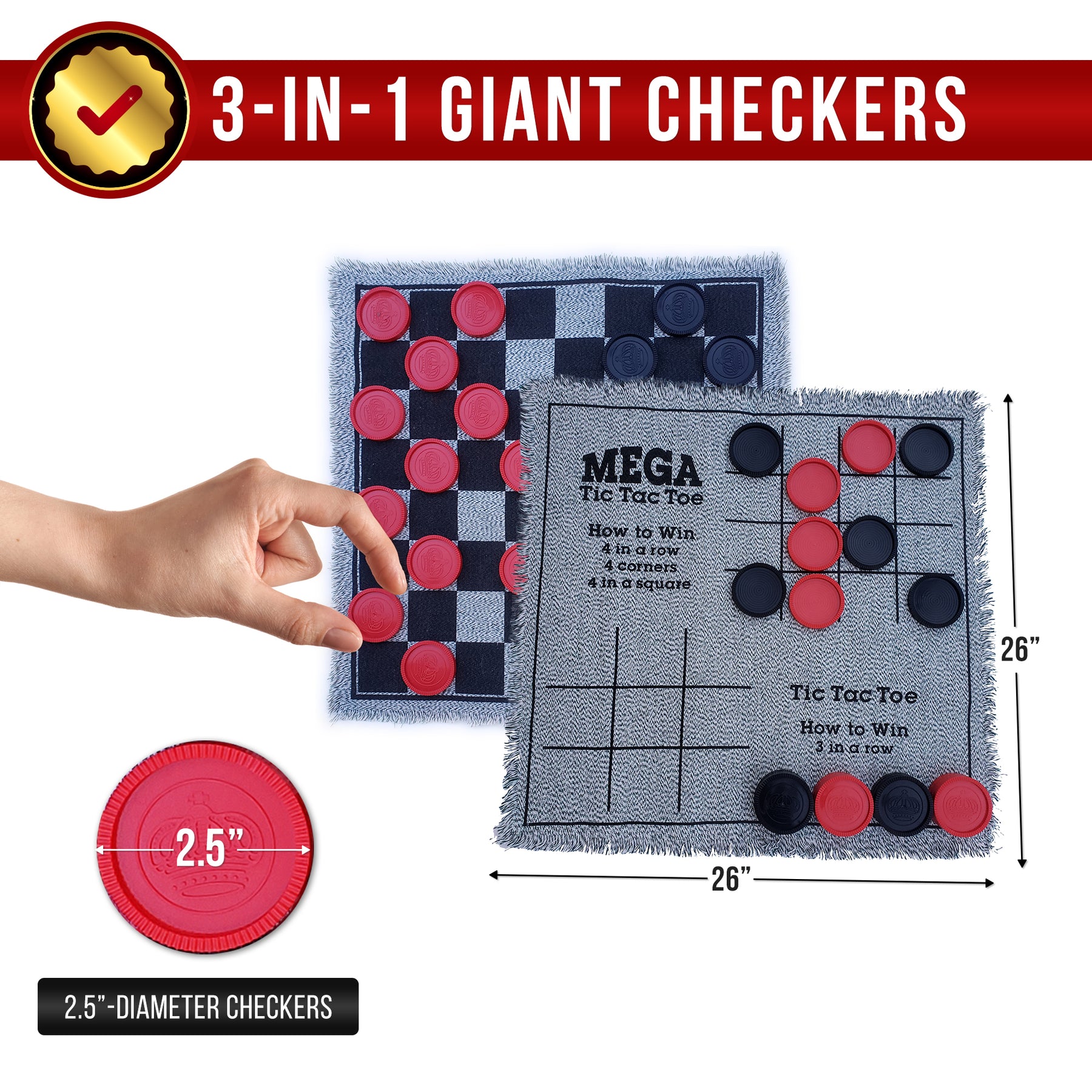 Giant Fun Fusion: Mega Checker & Tic Tac Toe Delight