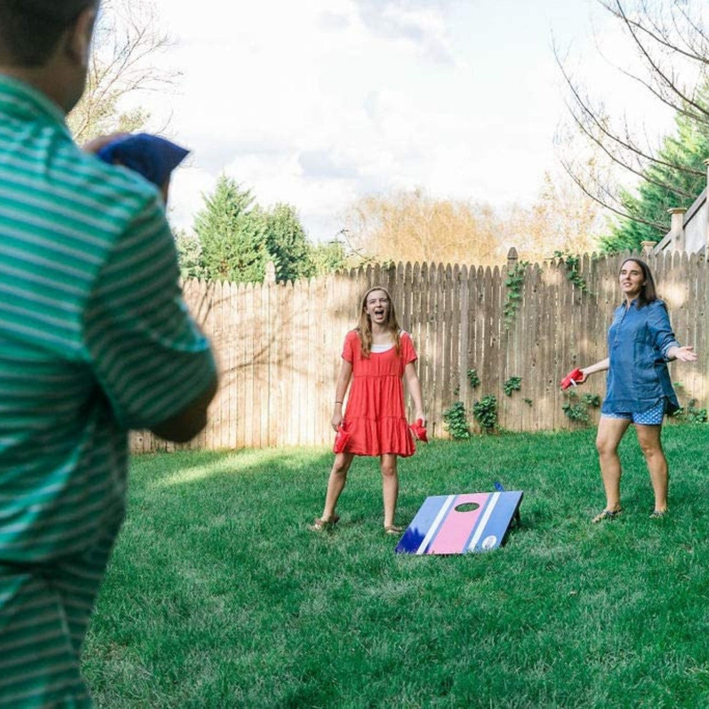 Bolaball Cornhole Board Set - Portable 2x3 ft Wooden Game with 8 Toss Bags, Red & Blue, Model 317549