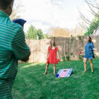 Bolaball Cornhole Board Set - Portable 2x3 ft Wooden Game with 8 Toss Bags, Red & Blue, Model 317549