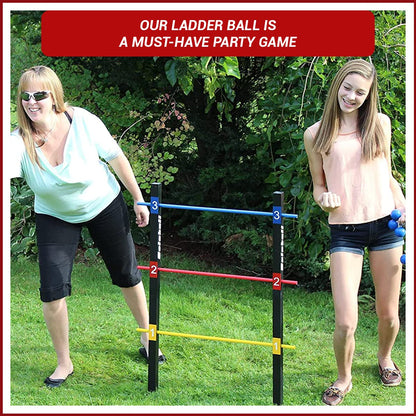 Bolaball Ladder Toss Game Set with 6 Soft Rubber Balls Heavy Duty Bars & Travel Carrying Case