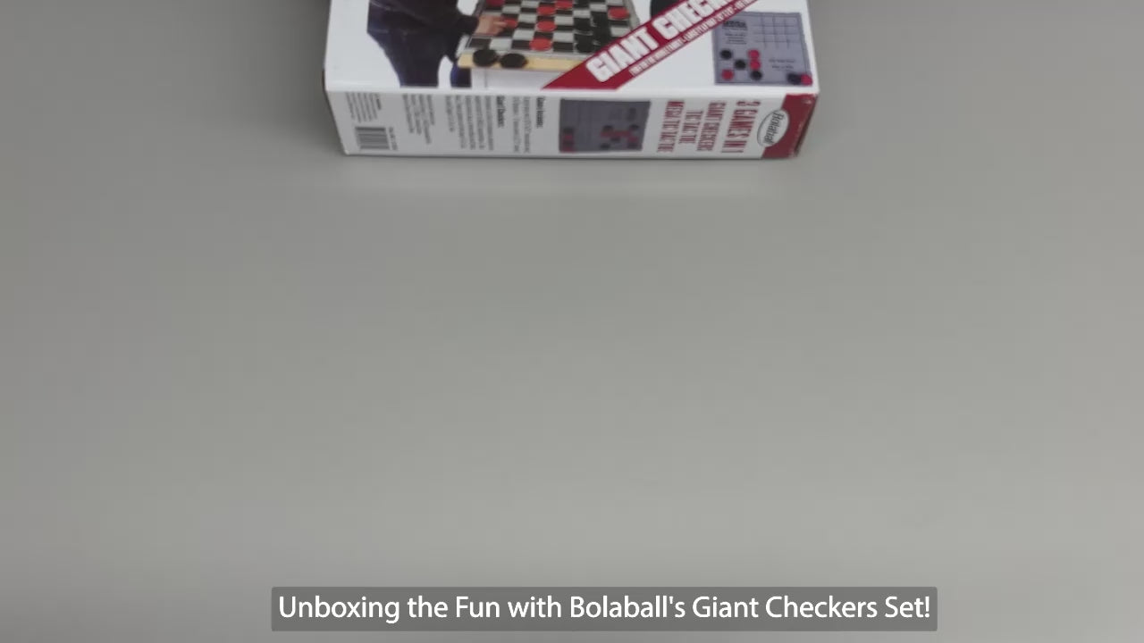 Bolaball 3-in-1 Giant Checkers & Tic Tac Toe Game, Reversible 26"x26" Carpet, Multi-Color, Indoor/Outdoor, Model 317587-1